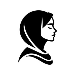 Minimalist Black and White Illustration of Woman Side-profile Silhouette