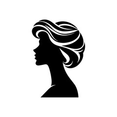 Minimalist Black and White Illustration of Woman Side-profile Silhouette
