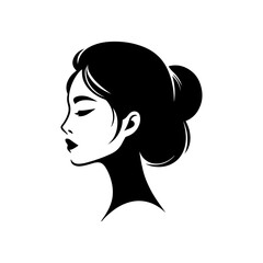 Minimalist Black and White Illustration of Woman Side-profile Silhouette