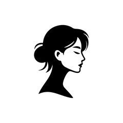 Minimalist Black and White Illustration of Woman Side-profile Silhouette