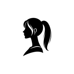 Minimalist Black and White Illustration of Woman Side-profile Silhouette