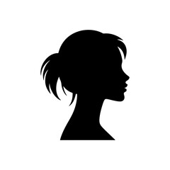 Minimalist Black and White Illustration of Woman Side-profile Silhouette