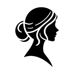 Minimalist Black and White Illustration of Woman Side-profile Silhouette