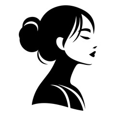 Minimalist Black and White Illustration of Woman Side-profile Silhouette