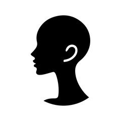 Minimalist Black and White Illustration of Woman Side-profile Silhouette