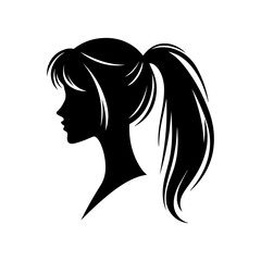 Minimalist Black and White Illustration of Woman Side-profile Silhouette