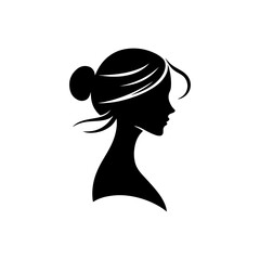 Minimalist Black and White Illustration of Woman Side-profile Silhouette