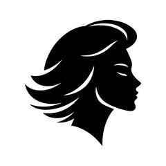 Minimalist Black and White Illustration of Woman Side-profile Silhouette