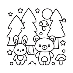 Cozy bear coloring book, cozy bear coloring pages, black  & white, line art, victor illustration, bold & easy coloring pages, coloring book, coloring pages, christmas, halloween, animals, bear art