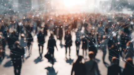 Global Network Connection Abstract Crowd People Digital Technology Social Media Internet Communication Business Globalized World Modern Technology Network Connections Digital World
