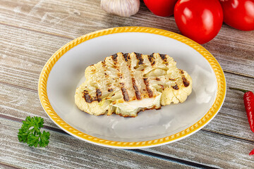 Vegan grilled cauliflower cabbage steak