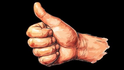 Hand giving a thumbs-up gesture, stylized illustration