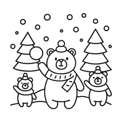 Cozy bear coloring book, cozy bear coloring pages, black  & white, line art, victor illustration, bold & easy coloring pages, coloring book, coloring pages, christmas, halloween, animals, bear art