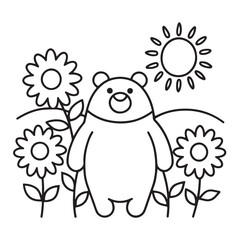 Cozy bear coloring book, cozy bear coloring pages, black  & white, line art, victor illustration, bold & easy coloring pages, coloring book, coloring pages, christmas, halloween, animals, bear art