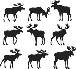  silhouettes of moose a collection of detailed vector images