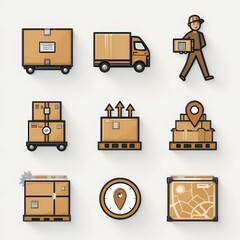Logistics and Delivery Icon Set