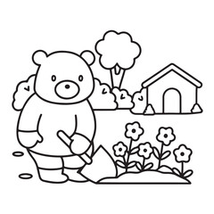 Cozy bear coloring book, cozy bear coloring pages, black  & white, line art, victor illustration, bold & easy coloring pages, coloring book, coloring pages, christmas, halloween, animals, bear art