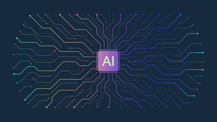 Motherboard technology abstract texture design. Creative idea AI banner concept for internet technology. Software coding. Digital concept for poster, cover, banner, header, web, presentation template.