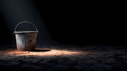 Naklejka premium Functional empty bucket standing alone, providing a versatile image for minimalist design projects or product illustration.