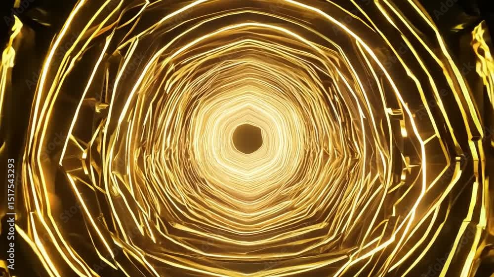 Poster mesmerizing golden tunnel of light abstract geometric patterns illuminate depth and energy, creating