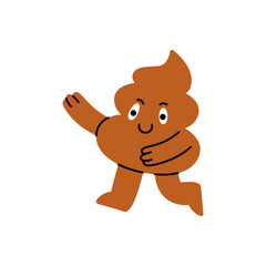 Obraz premium Playful cartoon poop character running with joy and a wide smile, full of energy and fun movement. Vector illustration.