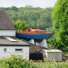 Small lifeboat on a building