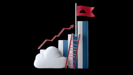 3D graphic of growth, success, and cloud computing