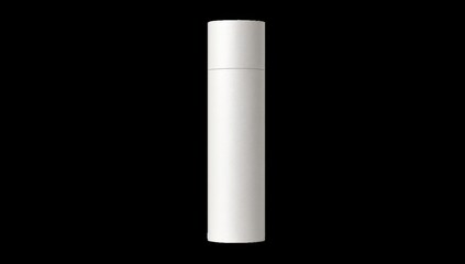 White cylindrical container on black background