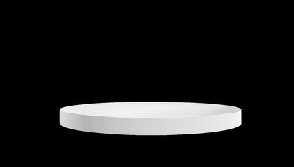 White, circular, flat, display podium