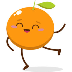 Cute orange character kawai vector for orange mascot. happy face, winking eye,. smile