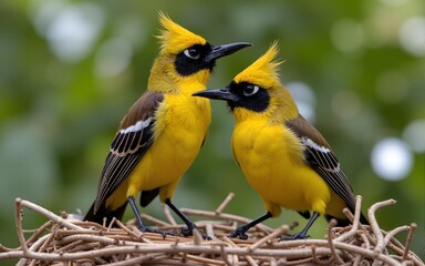 Obraz premium Masked weaver at nest. High quality