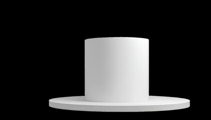 Blank white cylinder pedestal on a circular base