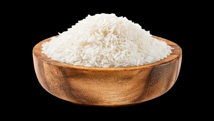 White rice in wooden bowl