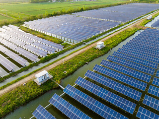 Floating Solar Panels on Water Surface