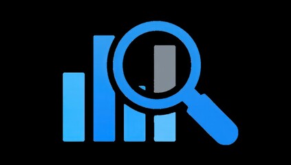 Blue bar graph under magnifying glass