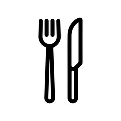 Black and White Outline of Knife and Fork