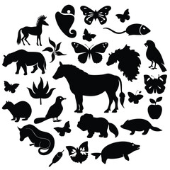 Obraz premium a-collage-of-black-silhouettes-featuring-a-diverse (1).eps