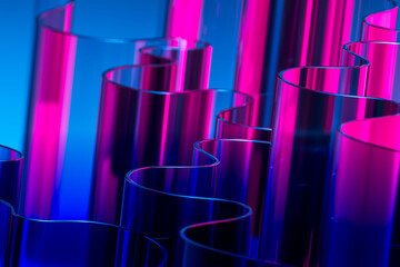 Glass Grid Structures Floating in a Digital Sky Background 3D