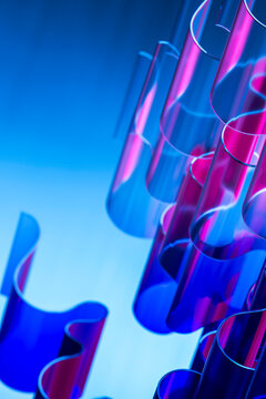 Glass Grid Structures Floating in a Digital Sky Background 3D