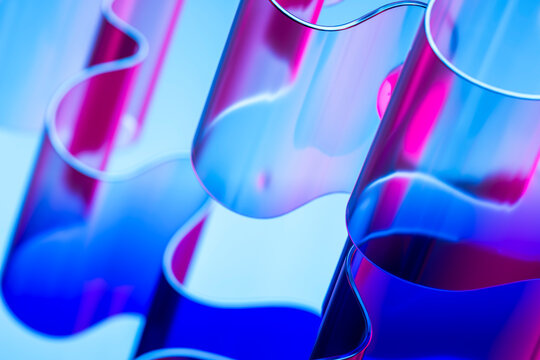 Glass Grid Structures Floating in a Digital Sky Background 3D