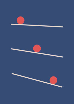 Poster with balls roll at different angles