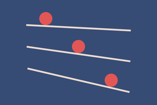 Balls roll at different angles