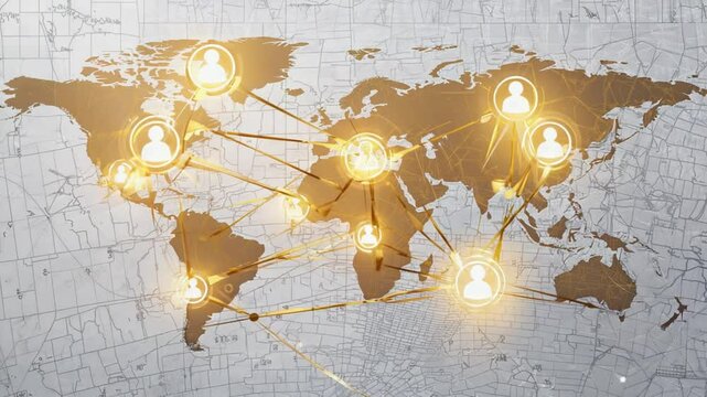 String lights forming a glowing world map on a rustic wooden background. Ideal for global connection, travel, communication, dreams, and conceptual backgrounds. Inspirational and warm.