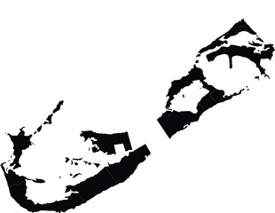 Black silhouette map of Bahamas with detailed outline for design and educational purposes