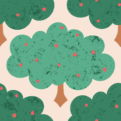Apple tree seamless vector pattern design