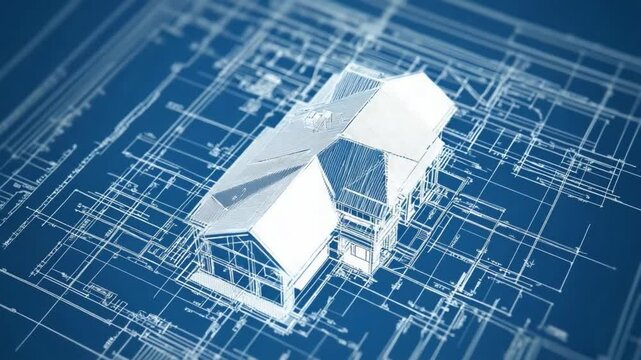 Architectural Blueprint: A detailed architectural blueprint showcasing a modern home, capturing the essence of design, construction, and innovation in the realm of building and architecture.