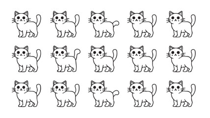 a collection of 12 different cute cat_traced