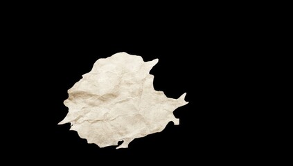 Crinkled beige paper blob on black
