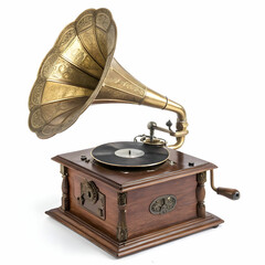 old gramophone isolated on white