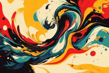 Fototapeta premium Dynamic swirl of colorful abstract art studio digital artwork creative environment aerial view contemporary concept